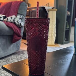 Starbucks Burgundy Diamond Tumbler with Straw